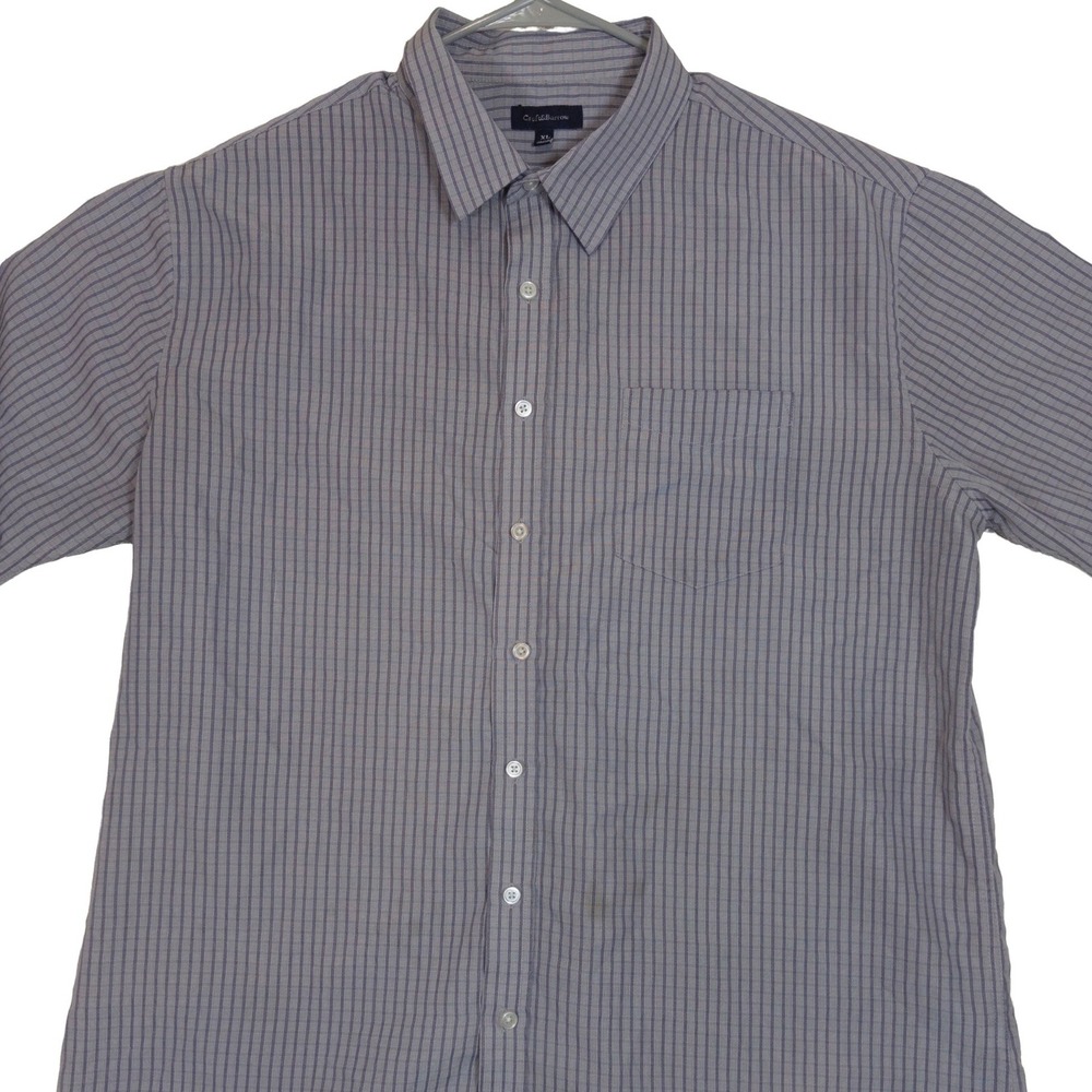 Croft & Barrow‎ Button Down XL Mens Short Sleeve Striped Pocket Blue Gray